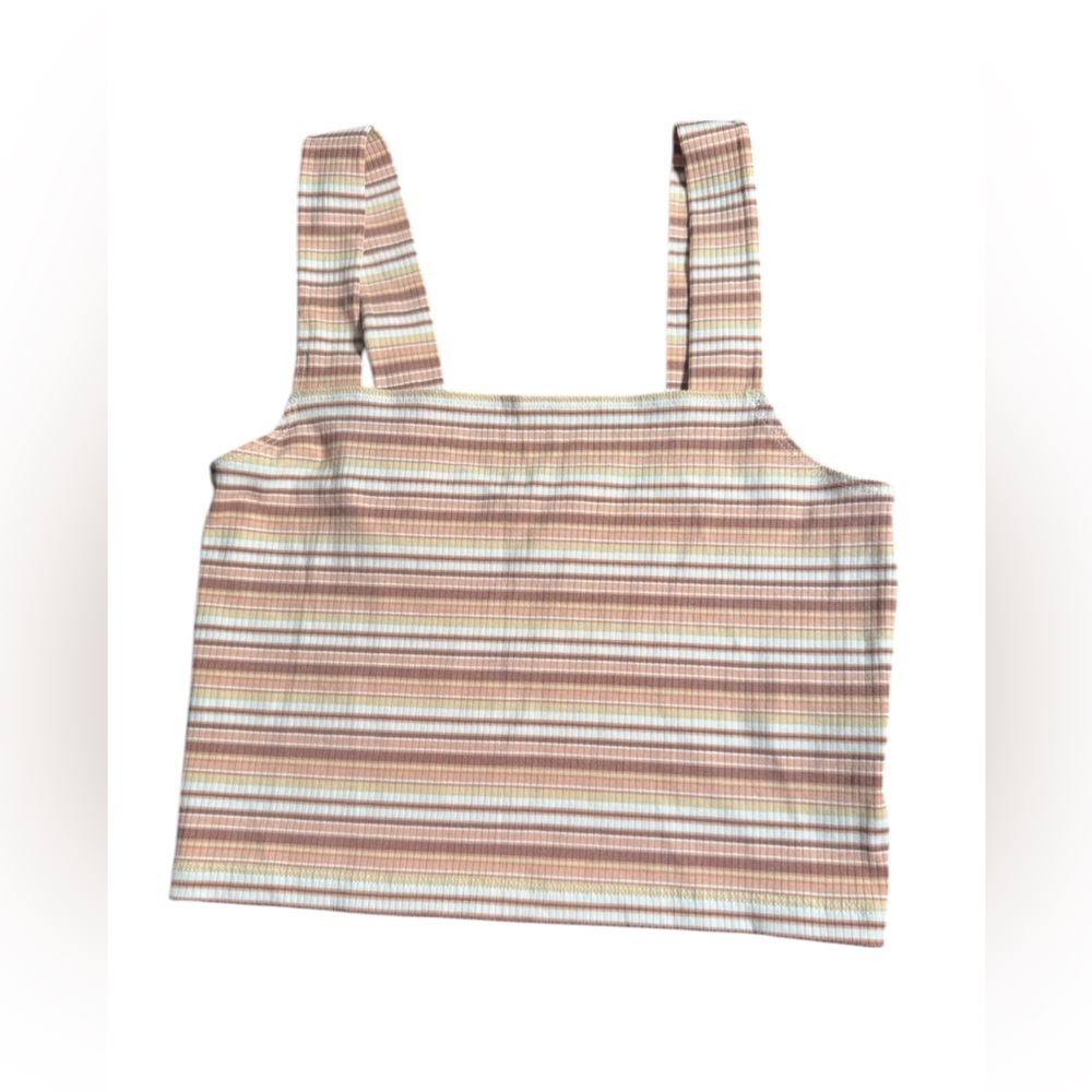 American Eagle striped‎ soft pastels neutrals crop tank NWOT small summer beach